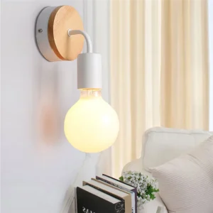 Wood Wrought Iron Wall Lamp 1