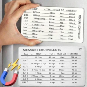 Measurement Conversion Chart Refrigerator Magnetic Sticker Stainless Steel Kitchen Baking Measuring Cups Scale Plate Accessories 1